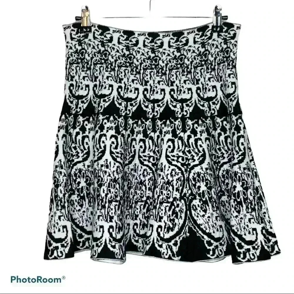 Lashes Black and White Knit Ruffle Mini Skirt
